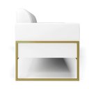 Ver imagem 4 de Sofá Namoradeira Base Industrial Alta Dourado Marisa Corano Branco D03 - D’Rossi