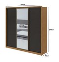 Ver imagem 3 de Guarda-Roupa Casal Spazio Glass 240 c/ Espelho Amêndoa Clean/Preto Fosco - Lopas