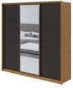 Ver imagem 2 de Guarda-Roupa Casal Spazio Glass 240 c/ Espelho Amêndoa Clean/Preto Fosco - Lopas