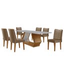 Ver imagem 2 de Mesa para Sala de Jantar Alvorada 180cm Mdf com Vidro Canto Copo e 6 Cadeiras Liz