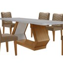 Ver imagem 7 de Mesa para Sala de Jantar Alvorada 180cm Mdf com Vidro Canto Copo e 6 Cadeiras Liz