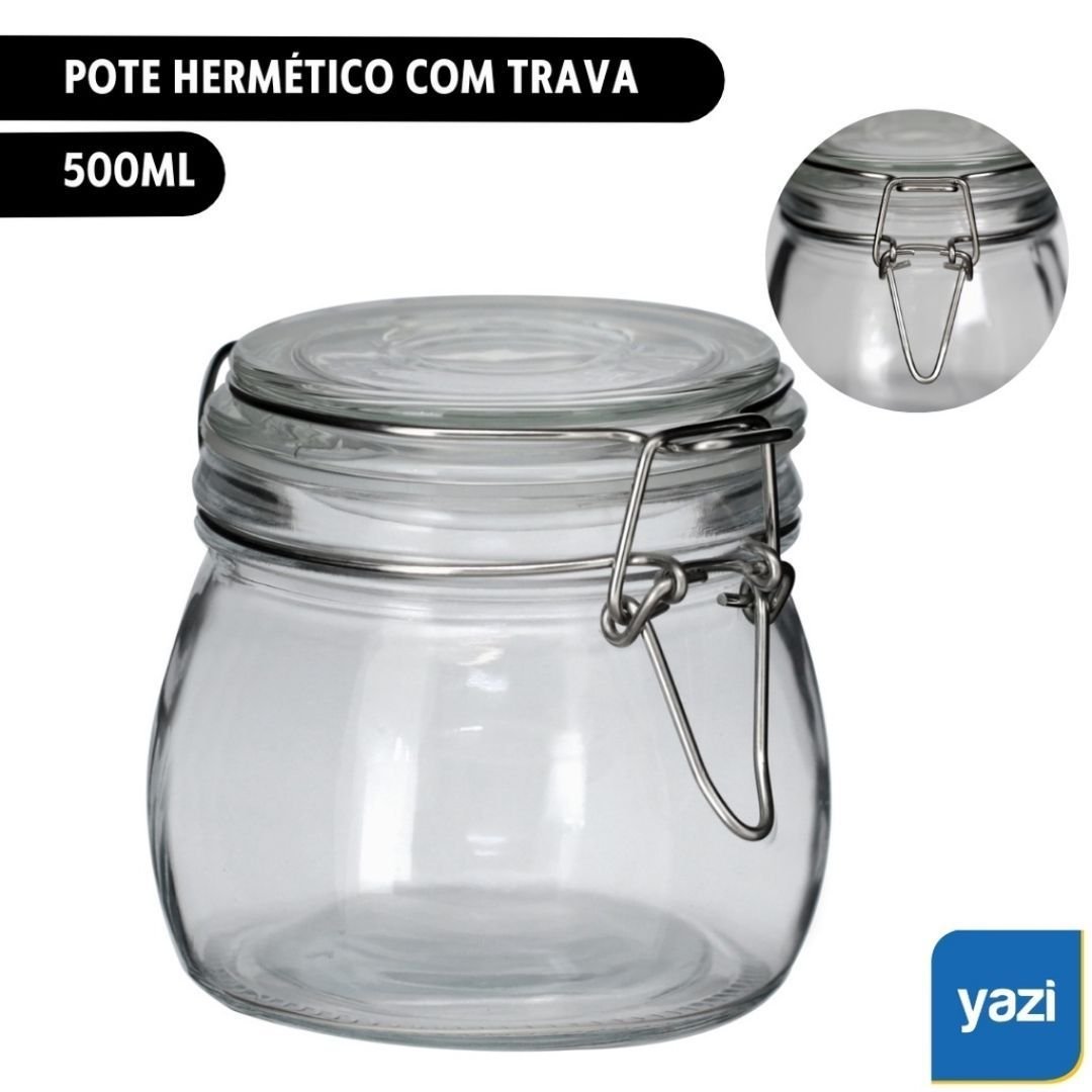 Pote Hermético Vidro Redondo Trava Metal Plus 500ml - Tuut - 6