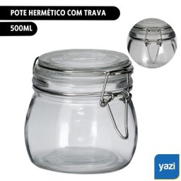 Pote Hermético Vidro Redondo Trava Metal Plus 500ml - Tuut - 6