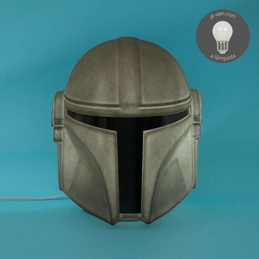 Luminária Abajur Capacete Mandaloriano Personagem The Mandalorian Star Wars com Lâmpada LED - 5