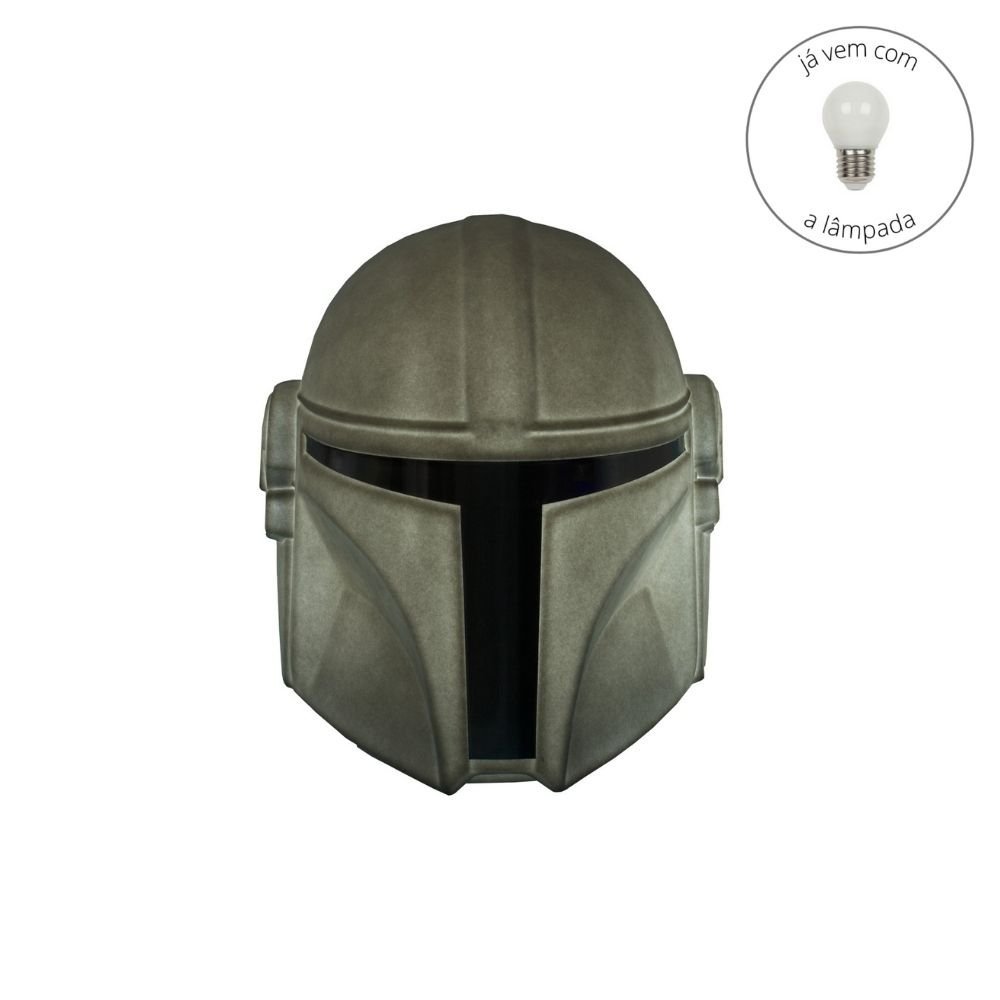 Luminária Abajur Capacete Mandaloriano Personagem The Mandalorian Star Wars com Lâmpada LED - 2