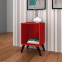 Ver imagem 1 de Mesa de Cabeceira Retrô 40 X 57 Cm Pés Palito Mdp Vermelho - Clicklar