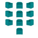 Ver imagem 1 de Kit 10 Poltronas Tilla Consultório Sala Tecido Suede Cor:Azul Turquesa