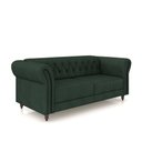 Ver imagem 2 de Sofá Living Sala de Estar Stanford Chesterfield 2 Lugares 180cm Pés de Madeira Couro Verde G58 - Gra