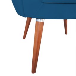 Poltrona Decorativa Pétala para Clínicas e Consultórios Base Madeira Maciça Estofado Linho Azul - 4