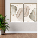 Ver imagem 1 de Conjunto de Quadro Decorativo Abstrato Formas Marrom Claro