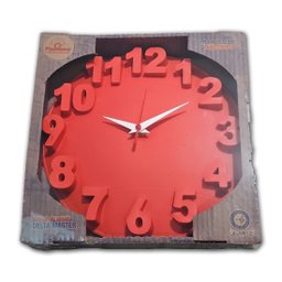 Relógio de Parede Redondo Alto Relevo 3d 30cm Delta Phr001 Vermelho - 4