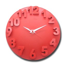 Relógio de Parede Redondo Alto Relevo 3d 30cm Delta Phr001 Vermelho - 1