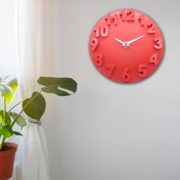 Relógio de Parede Redondo Alto Relevo 3d 30cm Delta Phr001 Vermelho - 2
