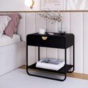 Ver imagem 1 de Mesa de Cabeceira 60cm com Gaveta Prateleira e Pés em Metal Cor:nero com Preto