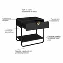Ver imagem 5 de Mesa de Cabeceira 60cm com Gaveta Prateleira e Pés em Metal Cor:nero com Preto