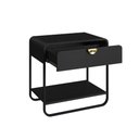 Ver imagem 4 de Mesa de Cabeceira 60cm com Gaveta Prateleira e Pés em Metal Cor:nero com Preto
