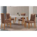 Ver imagem 1 de Conjunto: Mesa de Cozinha Havana Canto Curvo 120cm + 4 Cadeiras Dakota Naturale/off White - Corano