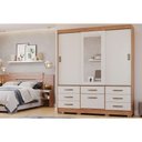 Ver imagem 1 de Guarda Roupa Casal 3 Portas de Correr e 7 Gavetas C- Espelho Luiza Cinamomo-off White - Panan