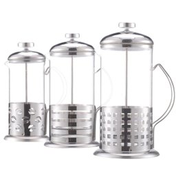Cafeteira Prensa Francesa Gourmet em Vidro e Aço Inox 350ml Café Profissional Prata Alta Qualidade - 1