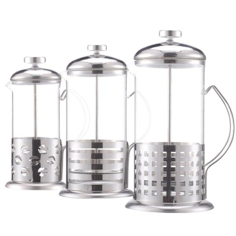 Cafeteira Prensa Francesa Gourmet em Vidro e Aço Inox 350ml Café Profissional Prata Alta Qualidade
