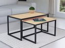 Ver imagem 1 de Conjunto Mesa De Centro Industrial 65cm e 60cm Aço Preto Duo Madeira Pinus Don Castro Decor Industri