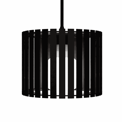 Luminária Pendente Tóquio Modelo Ripado -:Preta
