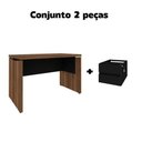 Ver imagem 2 de Mesa Escritório Escrivaninha 120cm Y37 2 Gavetas com Chave Artany Nogal/Preto