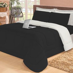 Jogo de Cama Casal com Edredom Lençol Fronha Função Cobre Leito e Cobertor - 1