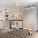 Ver imagem 1 de Quarto de Bebê Completo com Berço Americano 3 em 1 Encanto Multimóveis Mp4581 Branco/off White