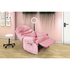 Cadeira Poltrona do Papai Reclinável Barão Veludo Rosa 200 Império Estofados