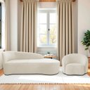 Ver imagem 2 de Kit Divã Recamier Orgânico França 140cm Lado Direito e Poltrona Amore Bouclé