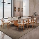 Ver imagem 1 de Sala de Jantar Mesa Ellis 220cm Madeira Tampo com Vidro com 8 Cadeiras Eva Premium