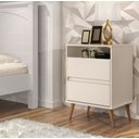 Ver imagem 1 de Mesa de Cabeceira Estilo Retrô Pés Palito 2 Gavetas Texas - Off White - Comprar Moveis em Casa
