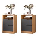 Ver imagem 1 de Kit 2 Mesas de Cabeceira Sole 2 Gavetas Flex Titanium/freijó - Móveis Albatroz