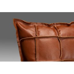 Almofada Decorativa de Couro Legítimo 45x45cm Luiza Conhaque - Mozzelar - 3