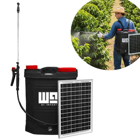 Pulverizador Costal 2x1 20 Litros Elétrico e Painel Solar Bateria 3 Bicos Way Iwpcps20020