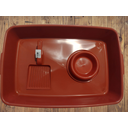 Ver imagem 4 de Caixa de Areia para Gatos com Pazinha e Comedouro - Vermelho