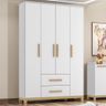 Guarda Roupa Infantil 04 Portas 02 Gavetas Alegria Henn Branco Hp - 1
