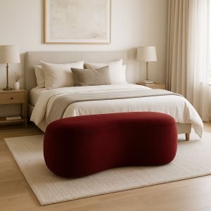 Puff Redondo Orgânico Moderno Feijão Sala Quarto Recpção Luxo 100cm