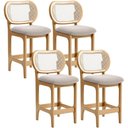 Ver imagem 1 de Kit 4 Banquetas Baixa Bar Cozinha Sala de Jantar Betta L02 Mel Tela Bouclê Creme - Lyam Decor