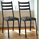 Ver imagem 2 de Kit 2 Cadeiras Tubular Europa 118 Preto Assento Preto Flor Artef