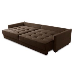 Sofá Cama Retrátil e Reclinável 2,10m com Molas Carol Veludo Marrom Adonai Estofados - 3