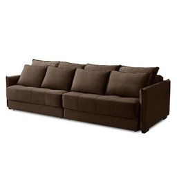 Sofá Cama Retrátil e Reclinável 2,10m com Molas Carol Veludo Marrom Adonai Estofados - 4