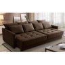 Sofá Cama Retrátil e Reclinável 2,10m com Molas Carol Veludo Marrom Adonai Estofados - 1