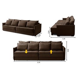 Sofá Cama Retrátil e Reclinável 2,10m com Molas Carol Veludo Marrom Adonai Estofados - 2