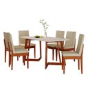 Ver imagem 2 de Conjunto Sala de Jantar Califórnia 6 Lugares Retangular Madeira Maciça Dakota Off White/Caramelo/Palha