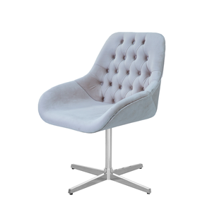 Cadeira Poltrona Decorativa Giratória Capitonê Alice para Sala de Estar Veludo Marfim