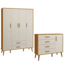 Ver imagem 2 de Comoda Sapateira e Guarda Roupa Isis Retrô 4 Portas 2 Gavetas Reller