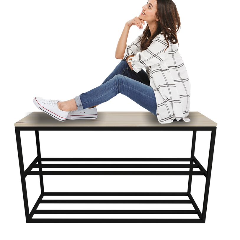 Banco Sapateira Estilo Industrial para Closets Hall 30x90cm - 3