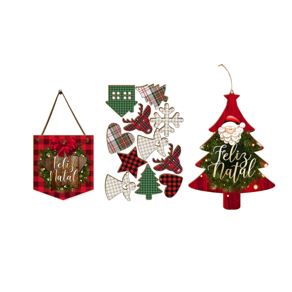 Kit Decoração de Natal para Árvore e Placas de Porta